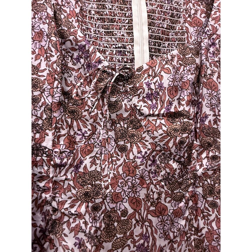 J CREW pink purple Sweetheart puff long sleeve silky midi dress in Fête Floral - Picture 5 of 12